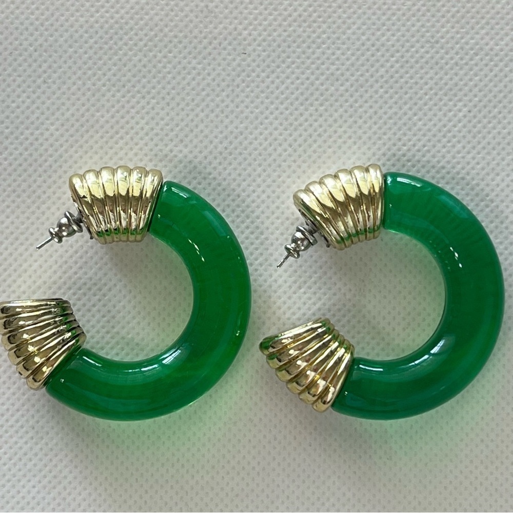 Green Translucent Acrylic Hoop Earrings